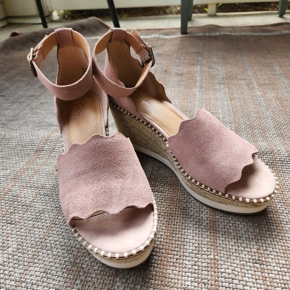 Crown Vintage Daffodil Suede Wedge Sandals - Picture 2 of 7